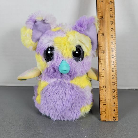 Hatchimals Interactive Plush Toy, Purple Yellow, Eyes Light Up, Works, 7" - Picture 9 of 14